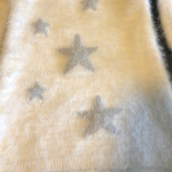 Adorable like new fuzzy winter white star dress - Picture 3 of 9